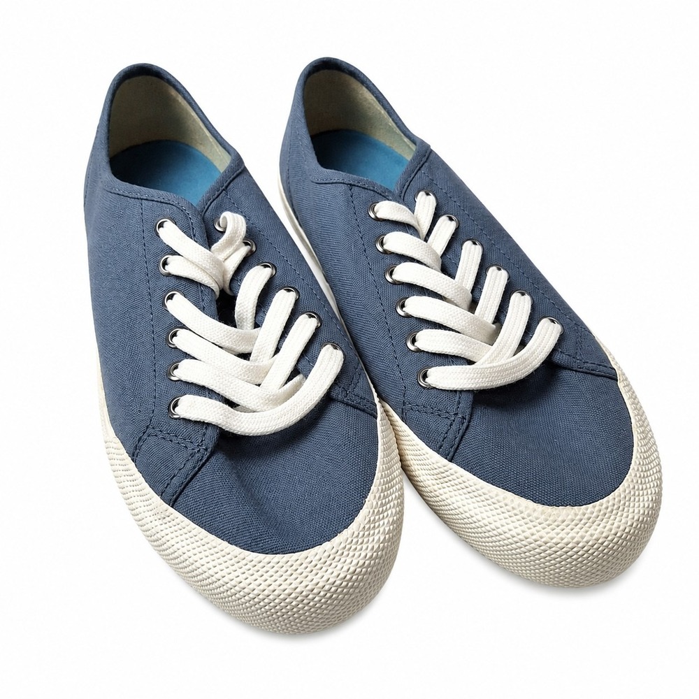 SEAVEES Monterey Sneakers Womens Sz 7 Slate Blue Canvas White Rubber Toe Cap NEW